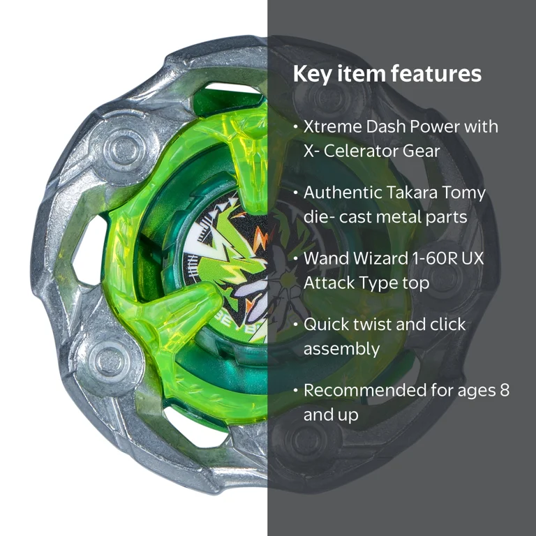 Beyblade X Wand Wizard 1-60R UX Starter Pack Set with Attack Type