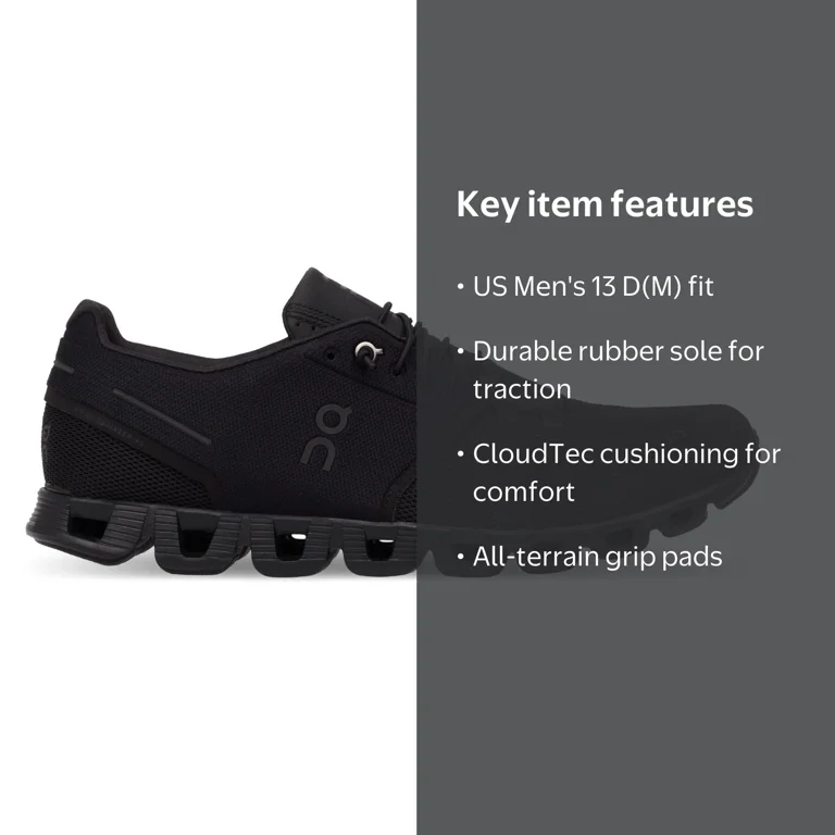 On Shoes 19-0002: Men's Cloud All Black Running Shoe (13 D(M) US