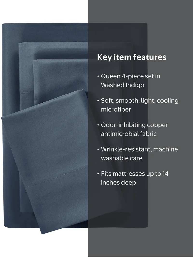 Mainstays Comfort Chill Microfiber Queen Bed Sheets Set, Washed