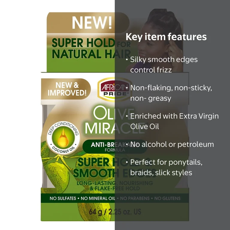 African Pride Olive Miracle Silky Smooth Edges 2.25 oz Frizz
