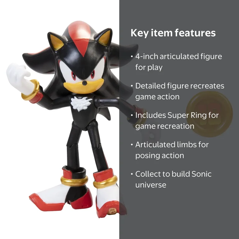 Sonic The Hedgehog - Shadow with Super Ring - 4 Inch Action Figure