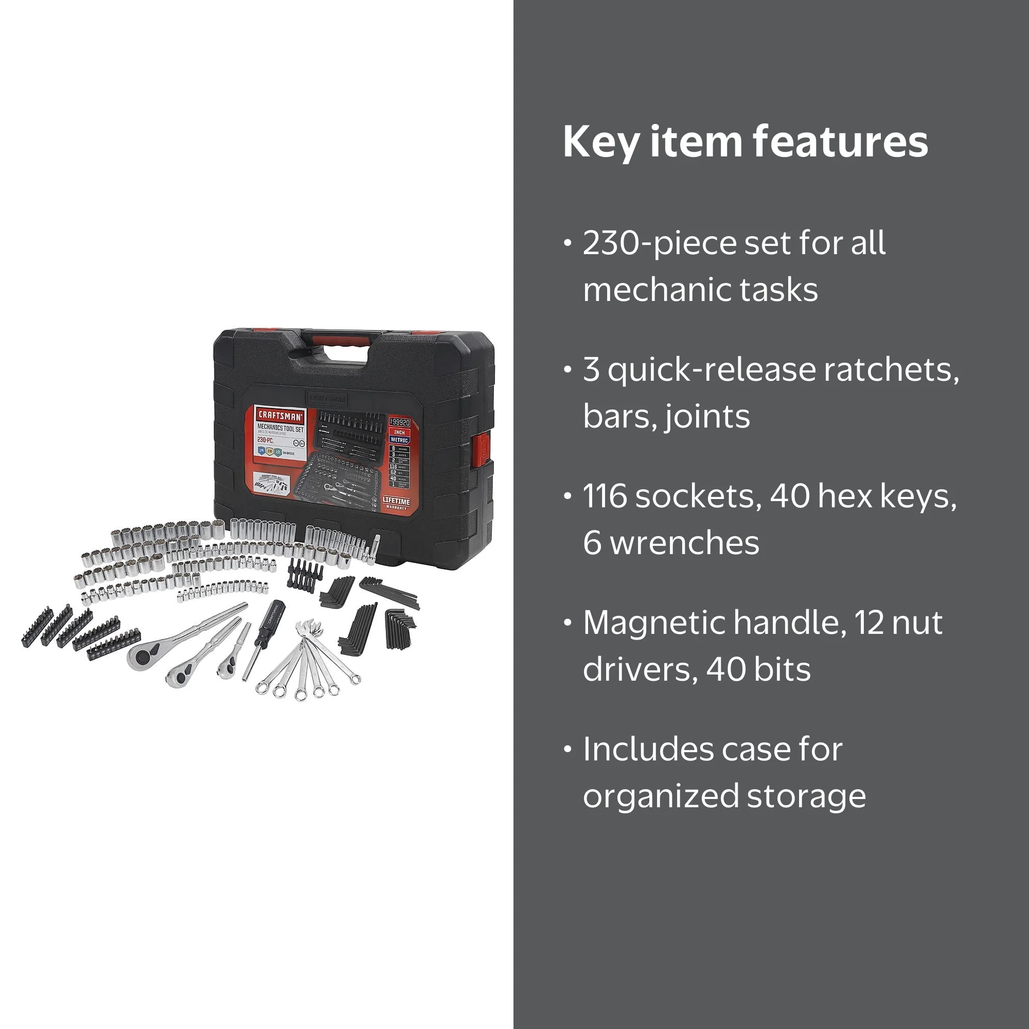 Craftsman Professional 230-Piece Mechanic's Tool Set with Case
