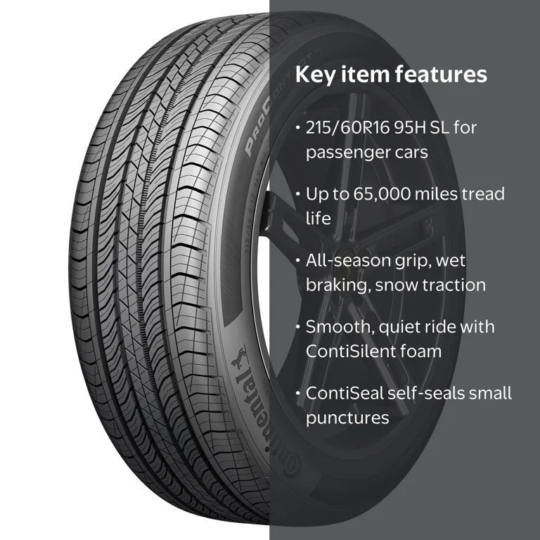 Continental, Passenger Tire, 215/60R16 95H, All Season - Walmart.com