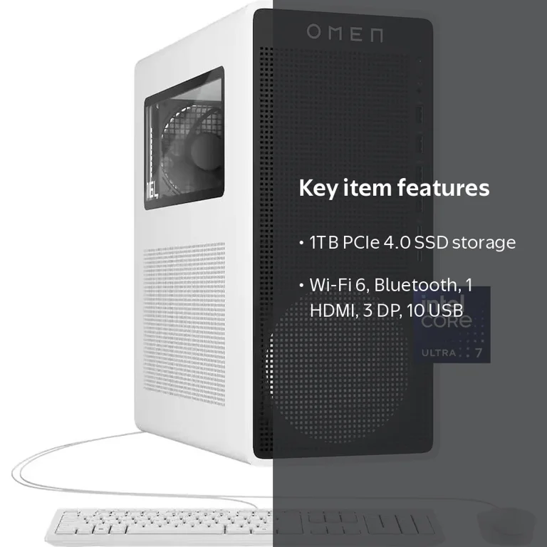 HP, Gaming Desktop, Intel Core Ultra 7, NVIDIA GeForce RTX 5060 Ti