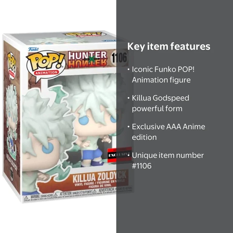 Funko POP! Hunter X Hunter Killua Zoldyck Godspeed #1106 AAA Anime