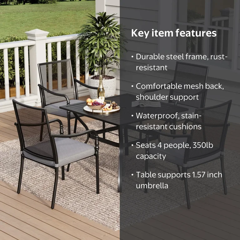 4 seat patio set with umbrella PHI VILLA Dining for Beige & Swivel Chairs simply press down the lock button and attach the pole extension for quick setup in under 10 minutes Walsunny 6 Piece Patio Furniture