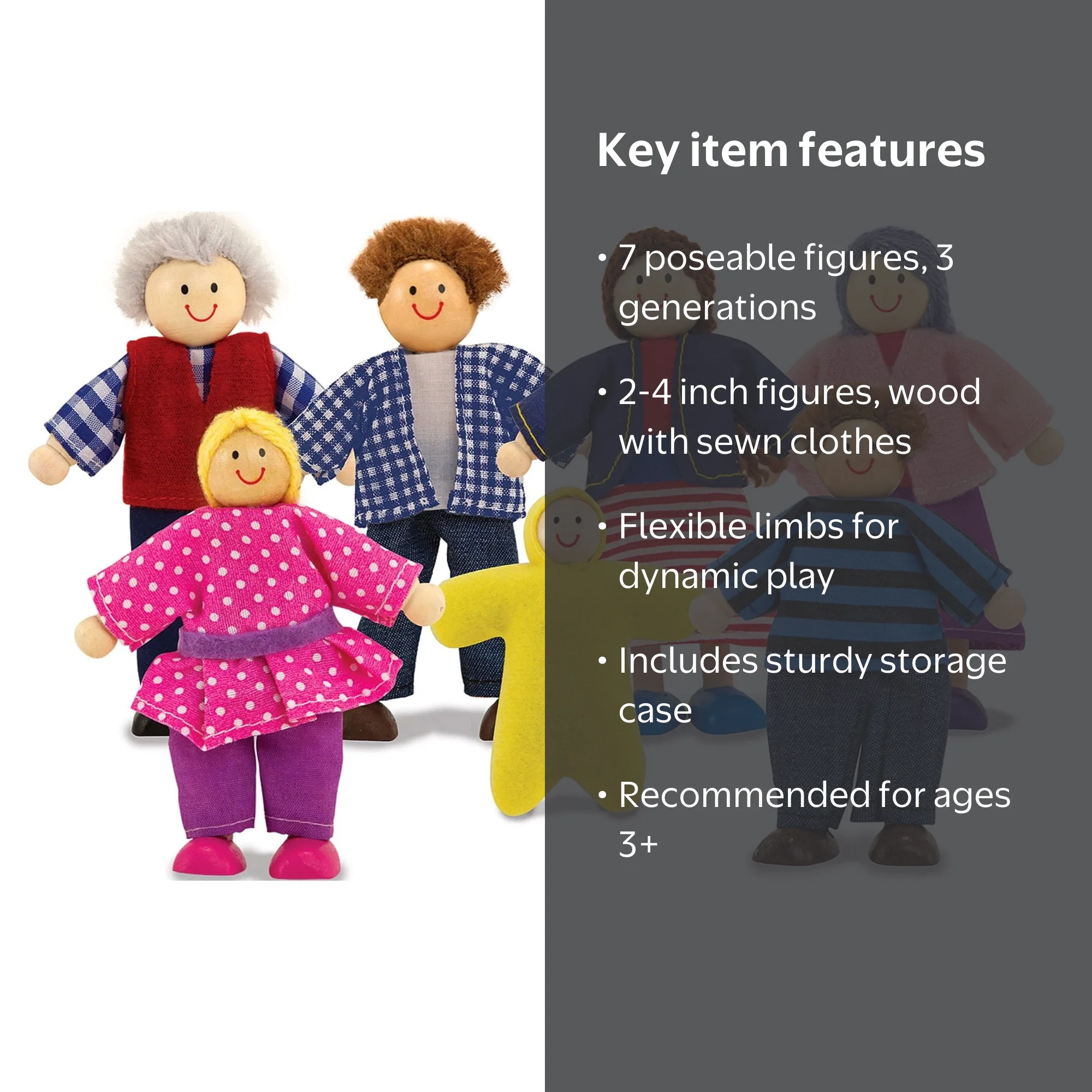 Melissa & Doug Realistic 7-Piece Poseable Wooden People Doll