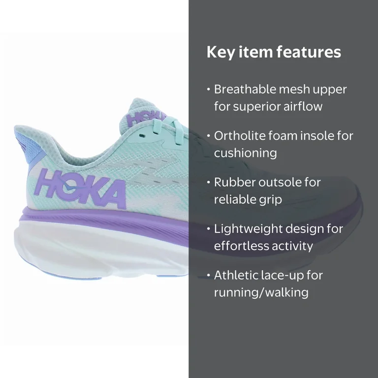 HOKA Clifton 9 Womens Shoes Size 6.5, Color: Sunlit Ocean/Lilac