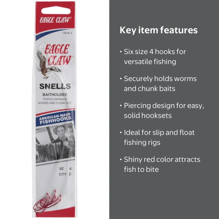 double pointed fishing hooks Mustad ITG76F In-Line Triple Grip Feathered Treble Hook - Red #4 Camp-ADS without using a split Spool Length:300 YD STOP Tangling Your Fishing