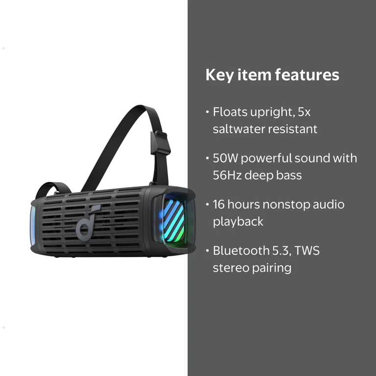 Soundcore Boom 3i by Anker, Rugged Outdoor Speaker, IP68
