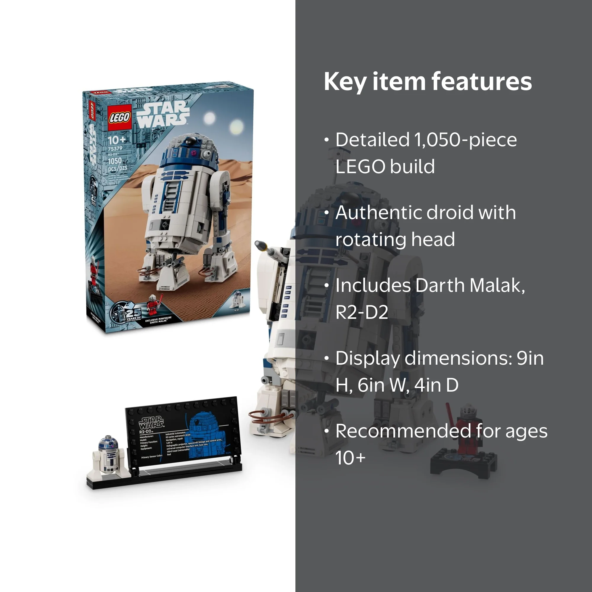 LEGO Star Wars R2-D2 Brick Built Droid Figure, 75379, Includes