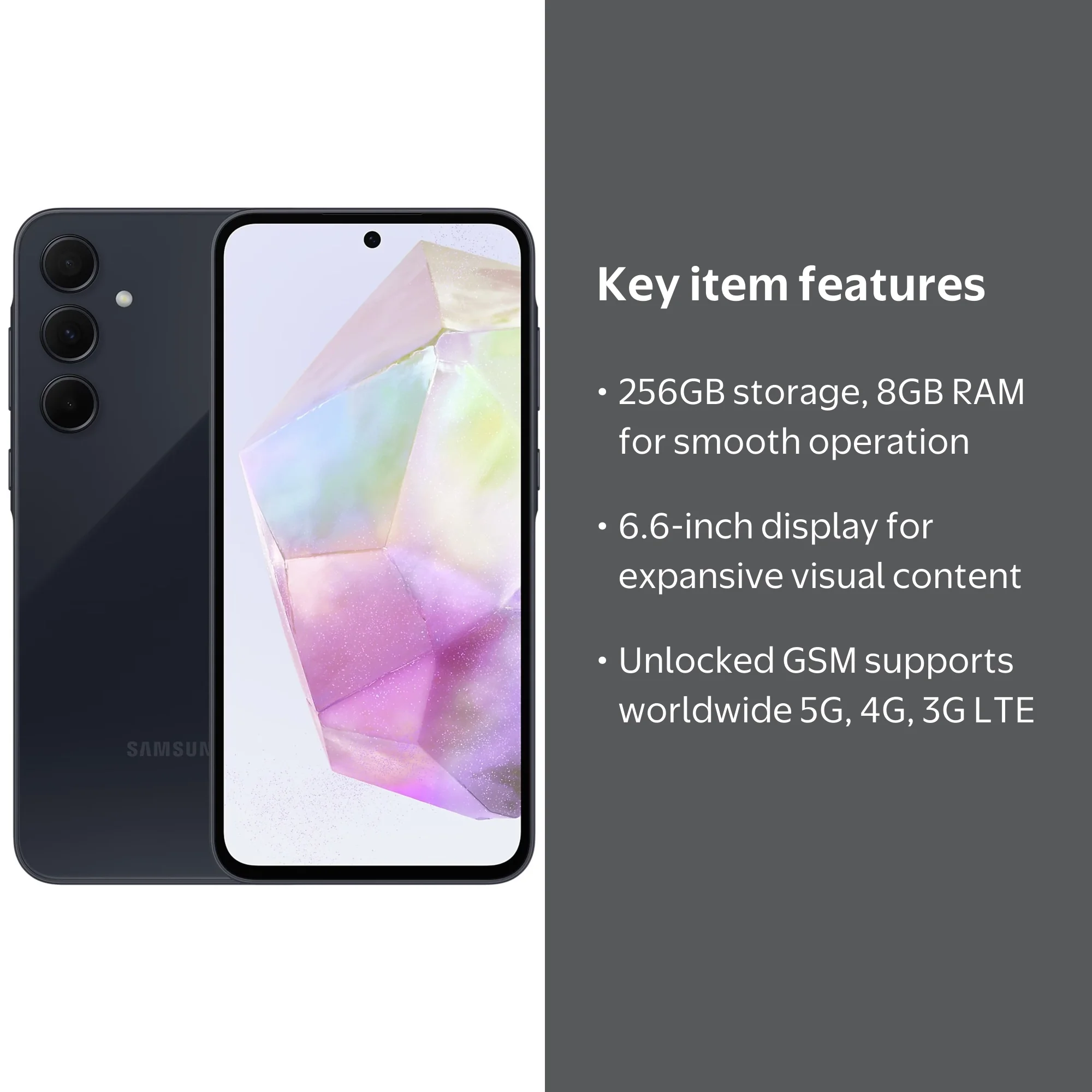 Samsung Galaxy A55 5G 256GB Unlocked Smartphone, Dual-SIM, GSM