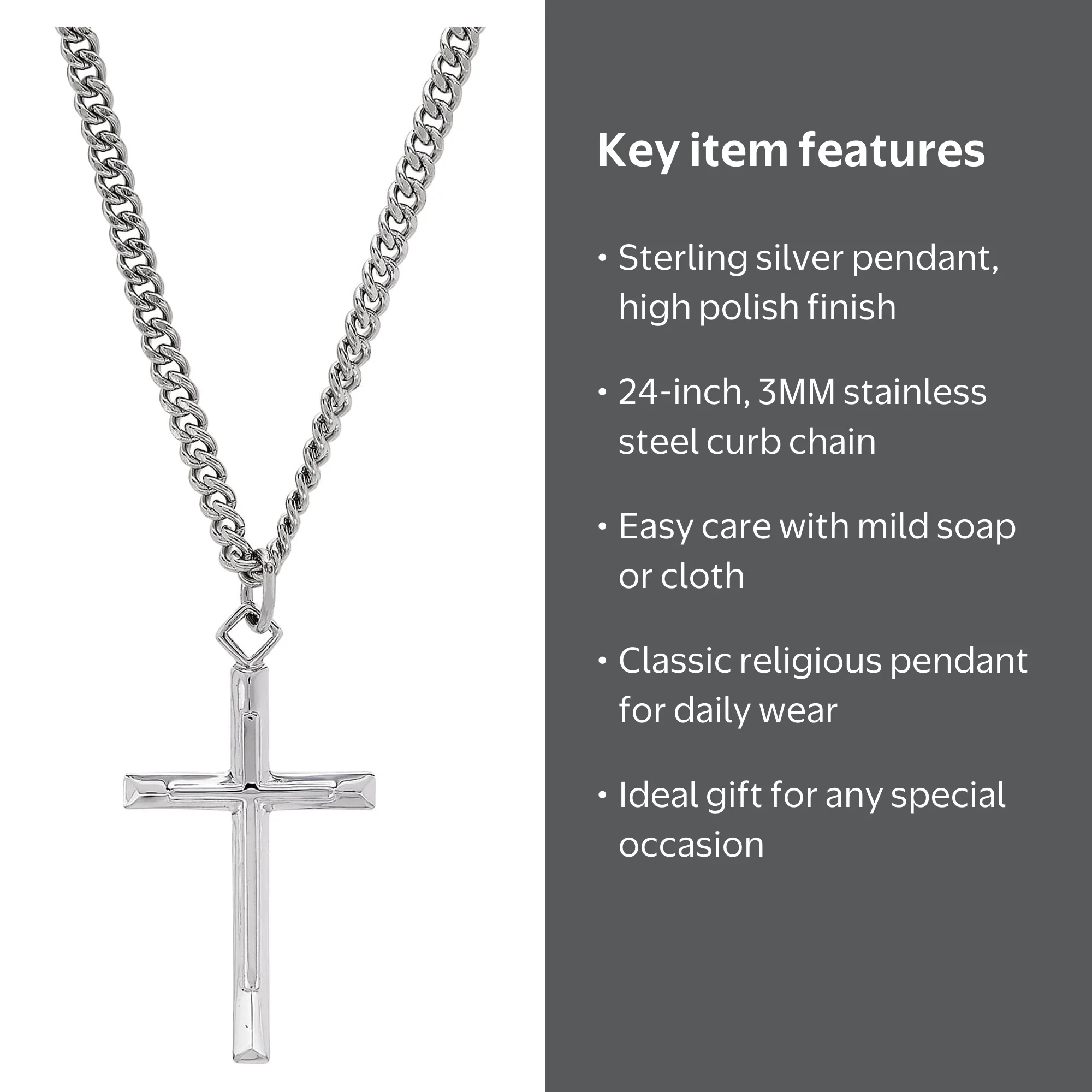 Free Shipping! Brilliance Fine Jewelry Sterling Silver Cross