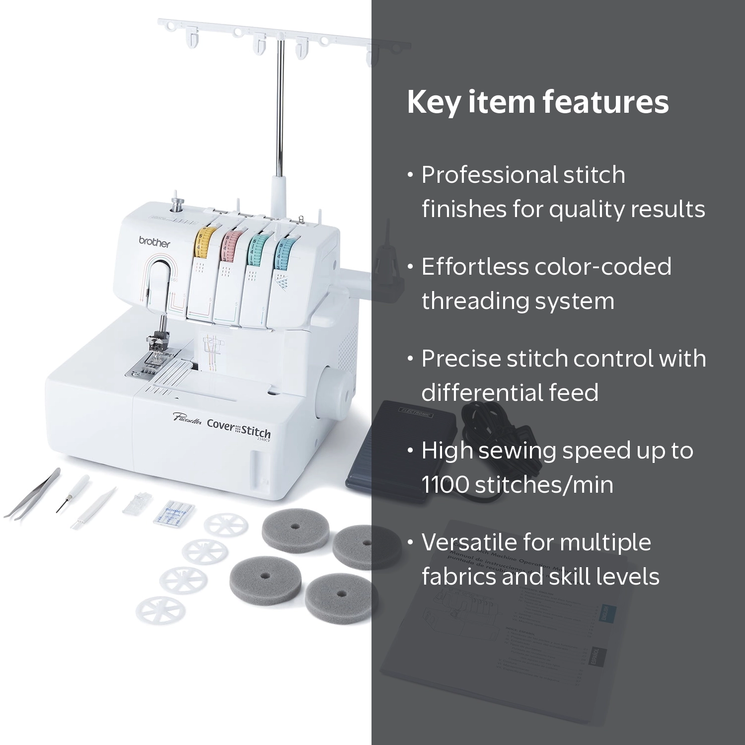 Brother, Coverstitch Machine, Color-Coded Threading Guide