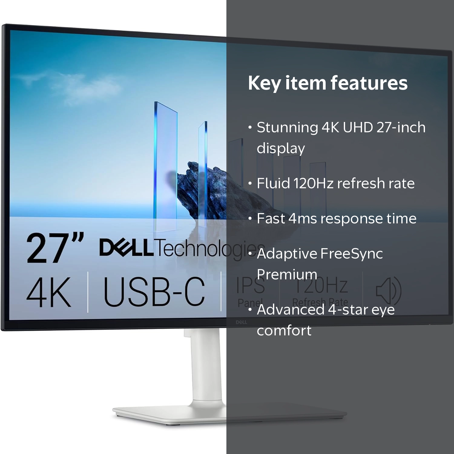 Dell, 27-Inch 4K UHD LED Monitor, S2725QC, Ash White - Walmart.com