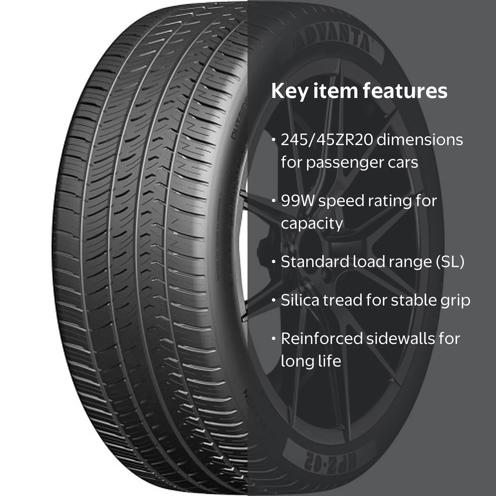 Advanta, Passenger Tire, 245/45ZR20 99W, High-Performance