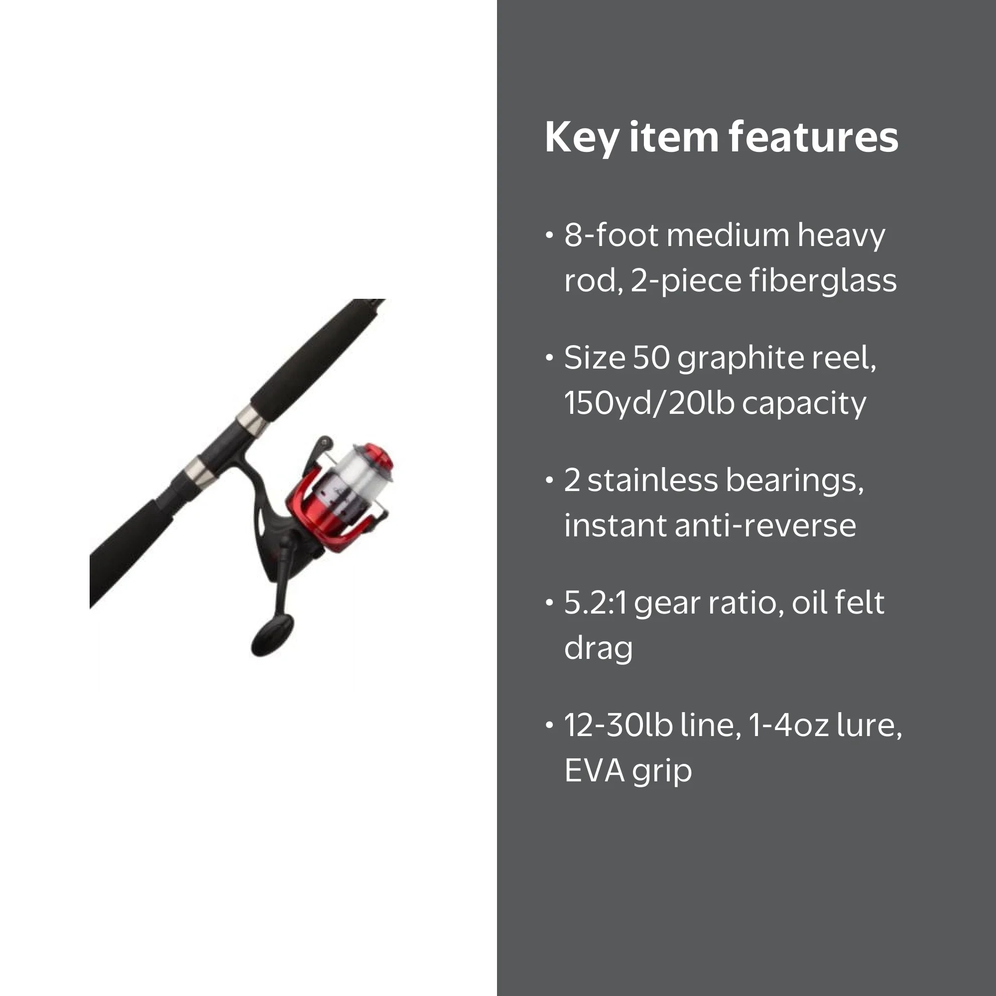 berkley big game 7 mh baitcast rod and reel combo Free Shipping! Berkley Big Game Spinning Combo, 8' Medium Heavy Fishing Rod,  50 Size Reel