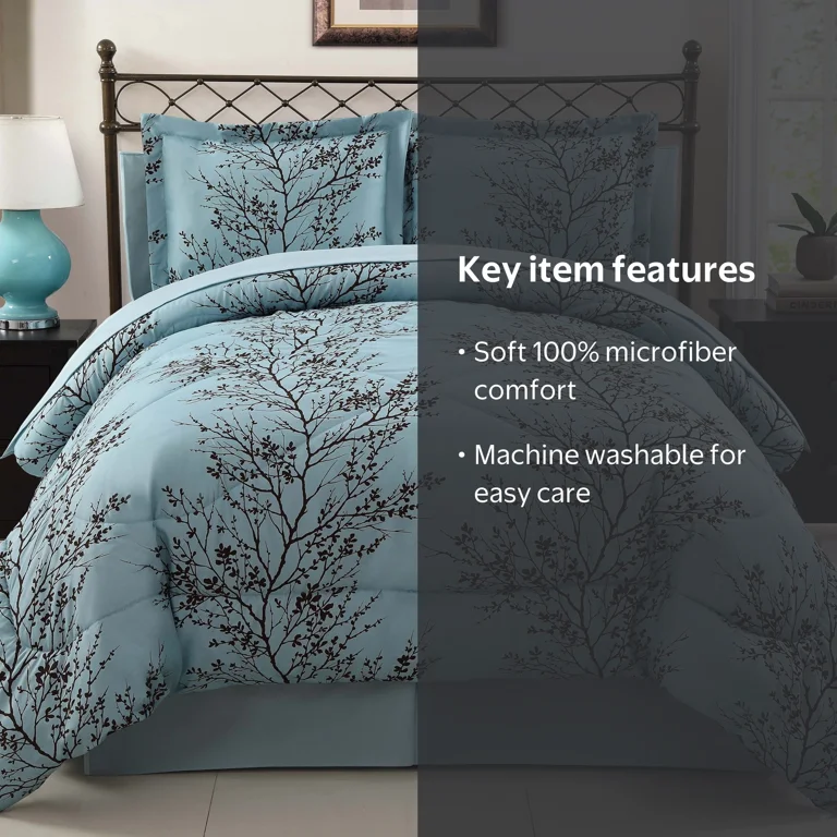 VCNY Home Leaf 8-Piece Blue/Chocolate Branch Reversible Bed in a