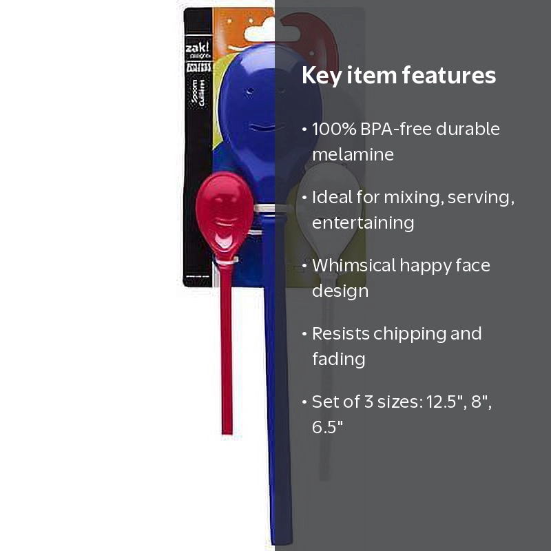 Zak! Designs 3pc Happy Face Spoon Set - Red, White & Blue