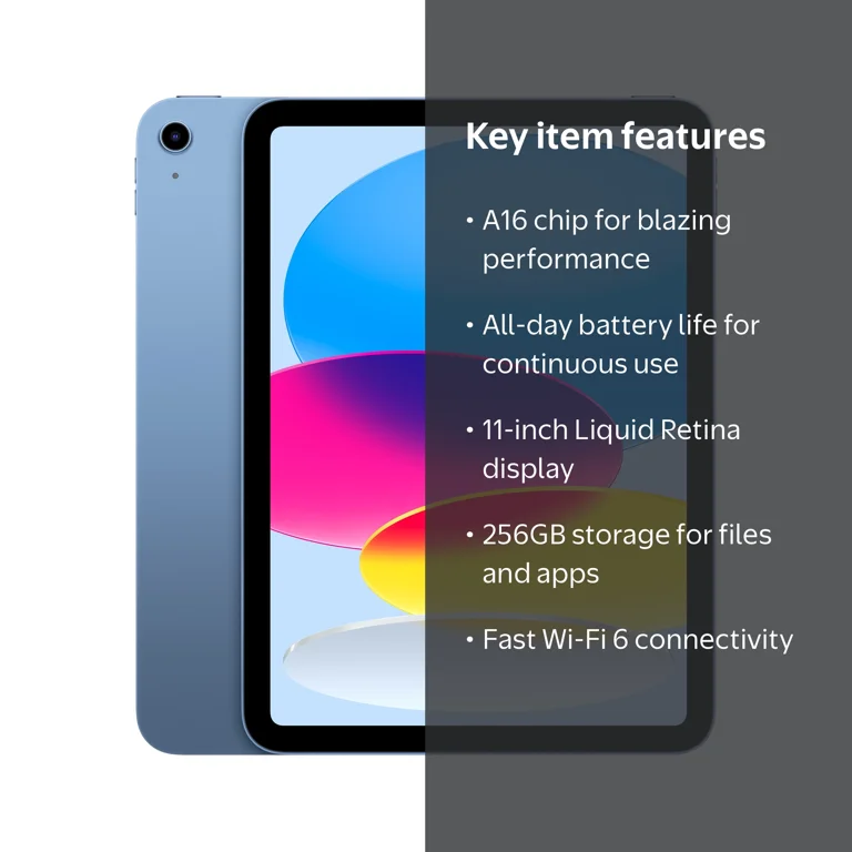 Apple, 11-inch iPad, A16 Wi-Fi 256GB, Blue, Liquid Retina Display