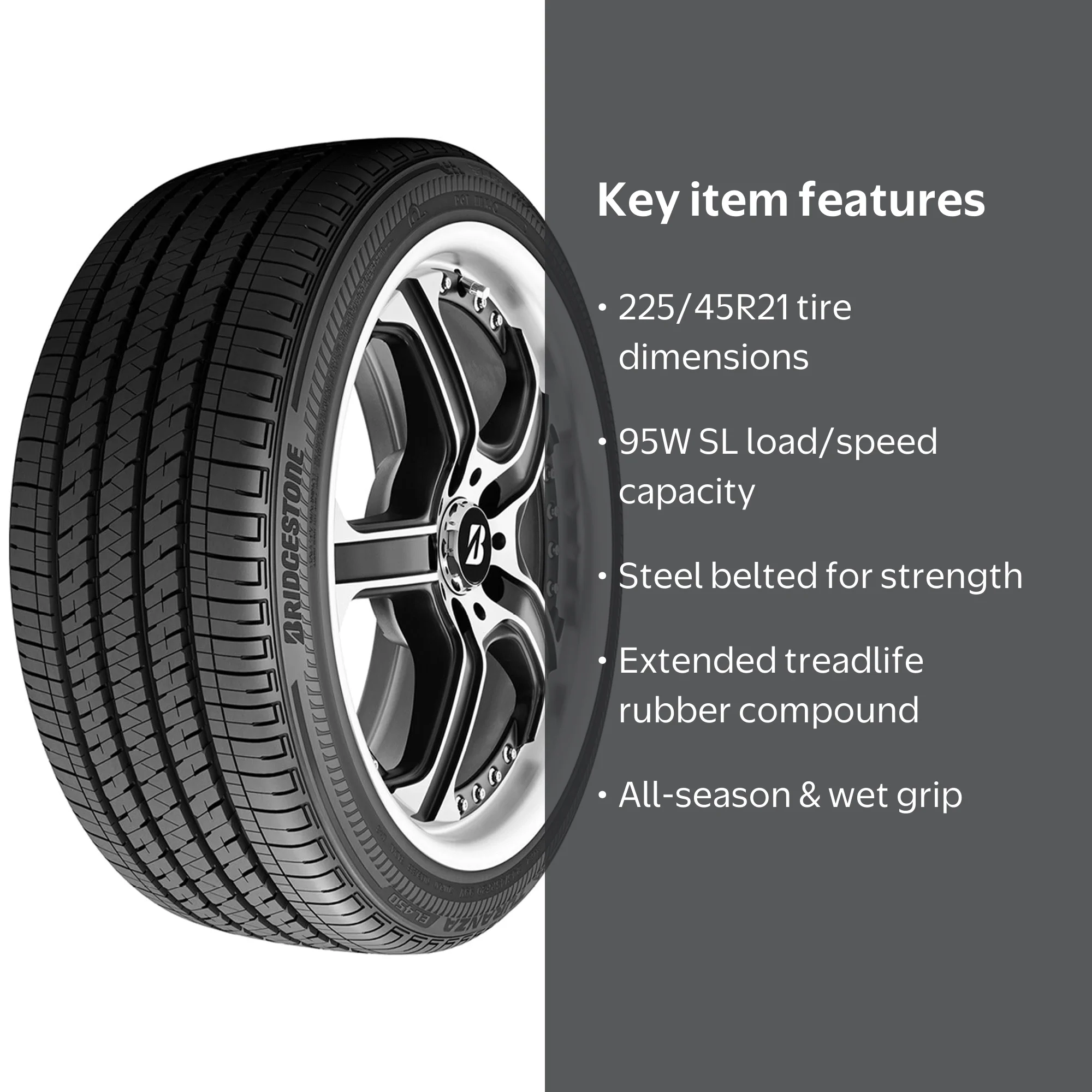 つる Bridgestone Turanza EL450 All Season 225/45R21 95W Passenger Tire