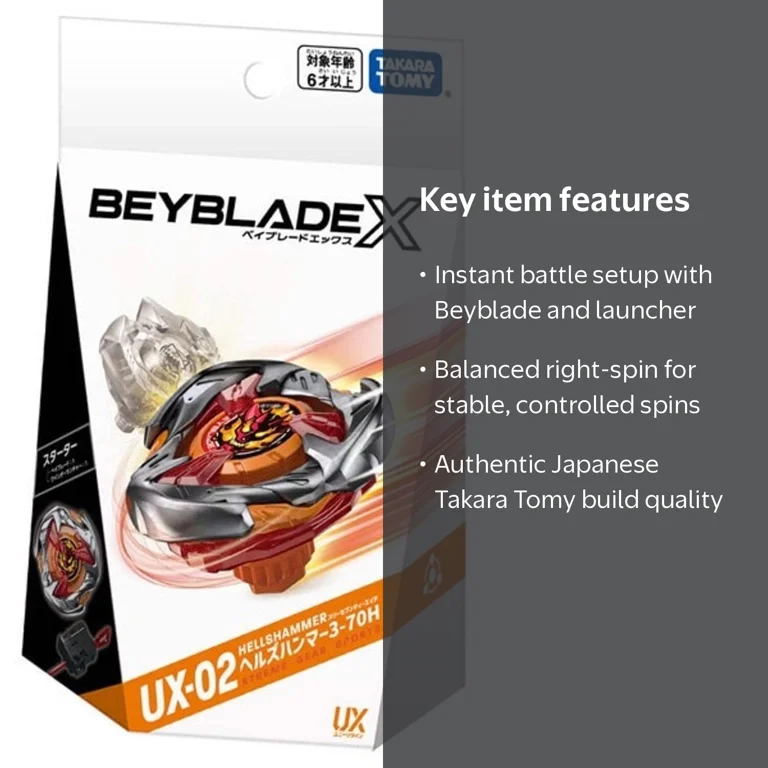 Takara Tomy, Beyblade X, UX-02 Starter Hells Hammer 3-70H Red