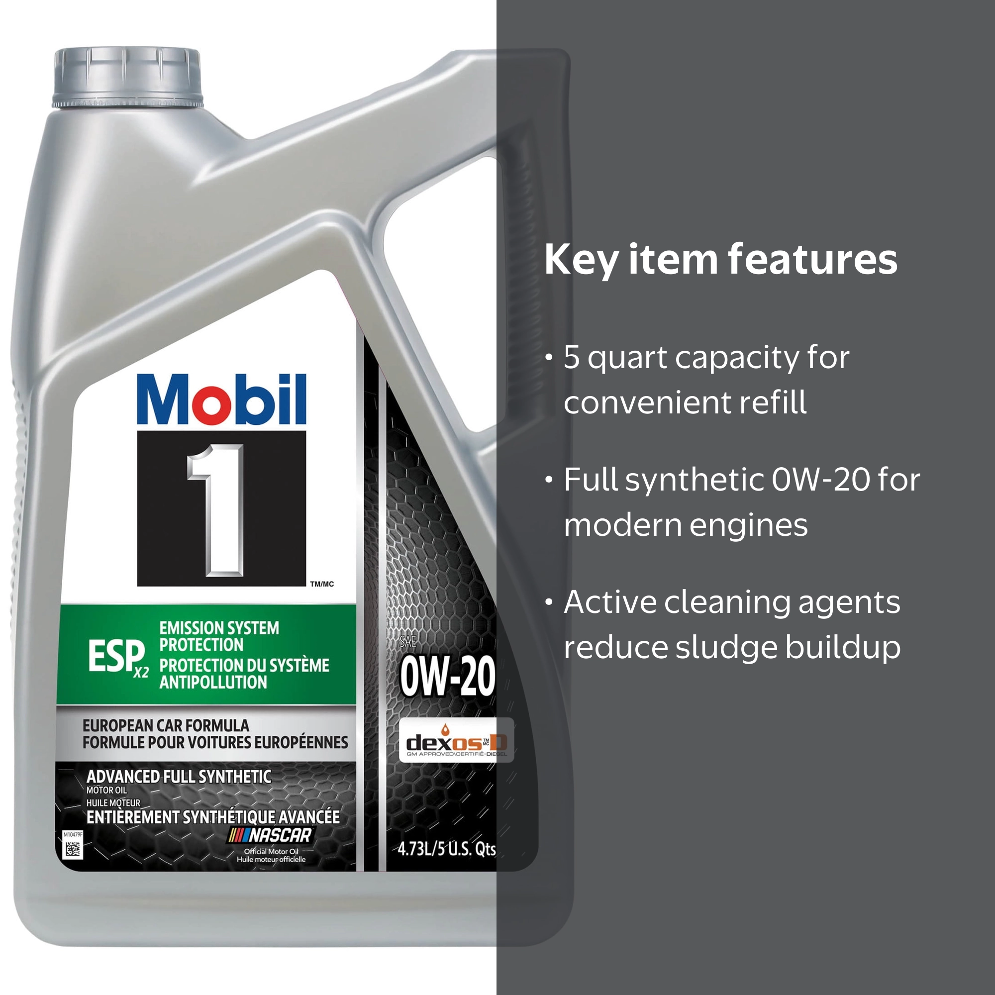 Mobil 1 ESP X2 Full Synthetic Motor Oil 0W-20, 5 Quart - Walmart.com