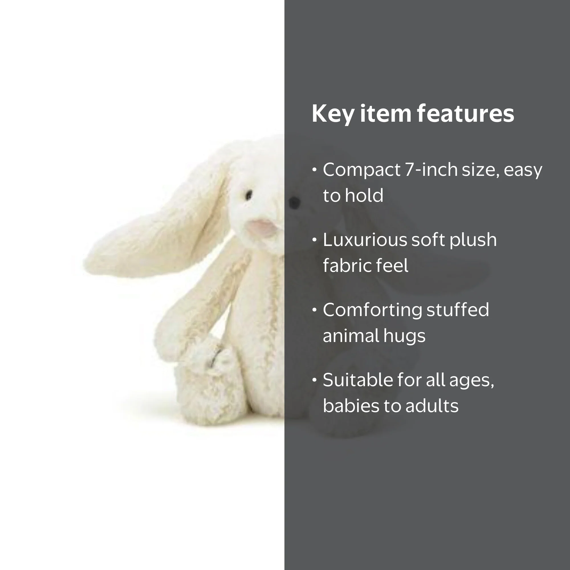 Jellycat Plush Bashful Cream Bunny with Floppy Ears, Soft Stuffed