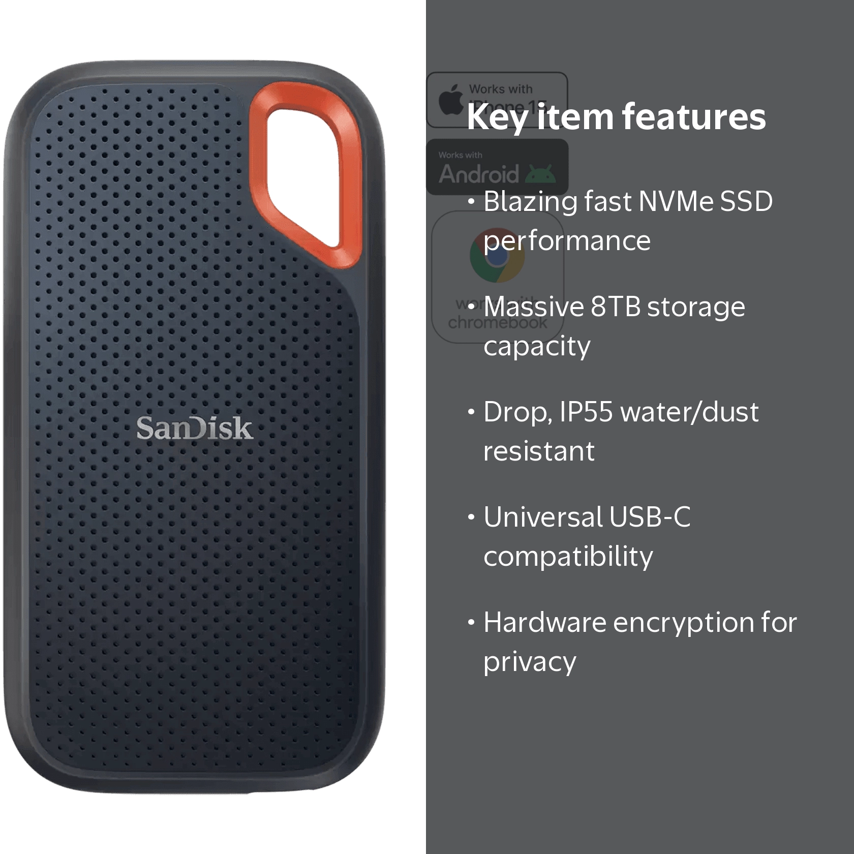 SanDisk, External Solid State Drive, 8TB, Portable High-Capacity