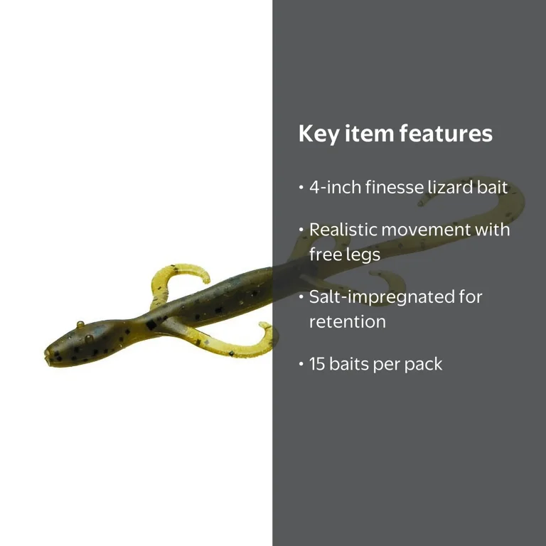 Zoom Mini Lizard 4'' Green Pumpkin 15pk - Walmart.com