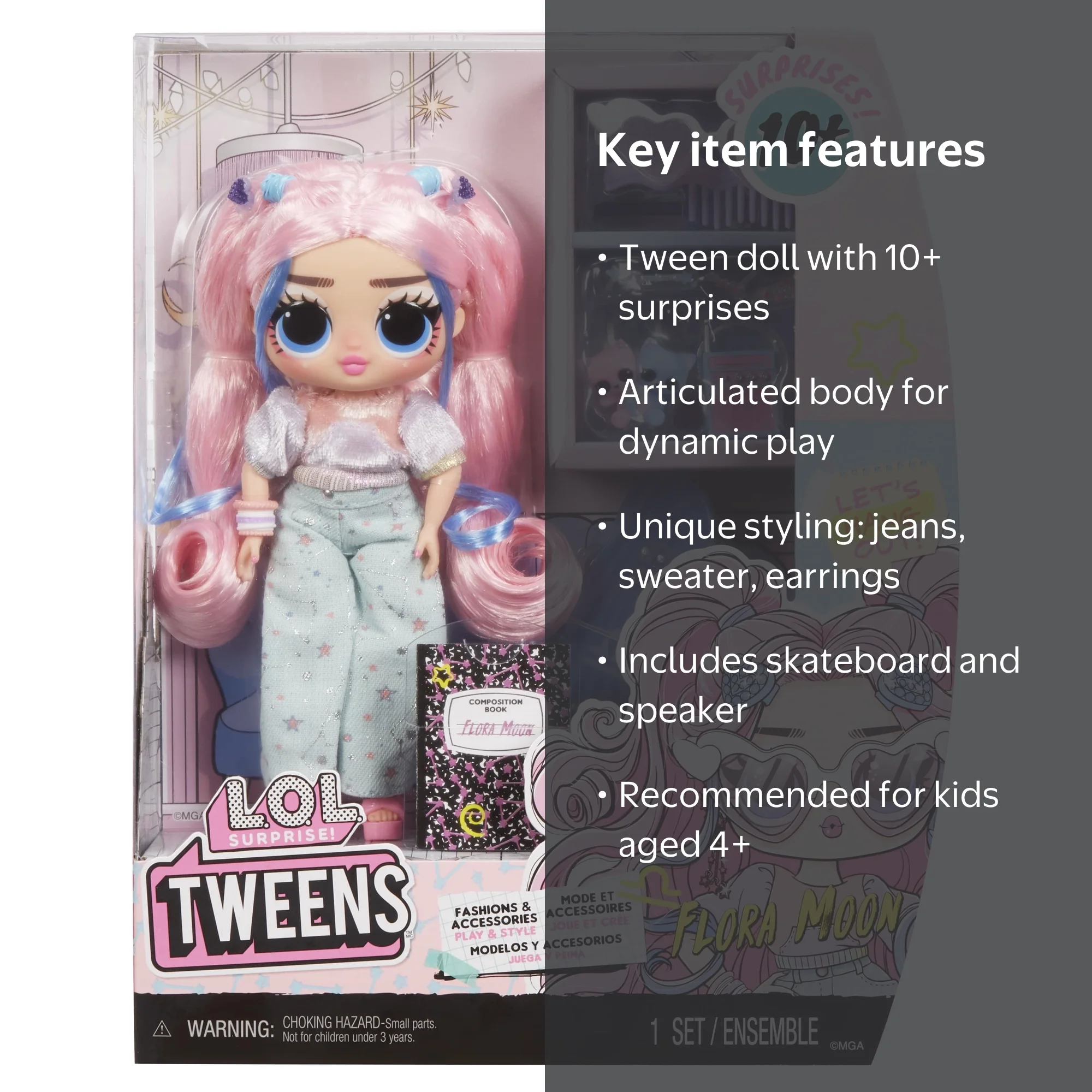 LOL Surprise Tweens Fashion Doll Flora Moon with 10+ Surprises