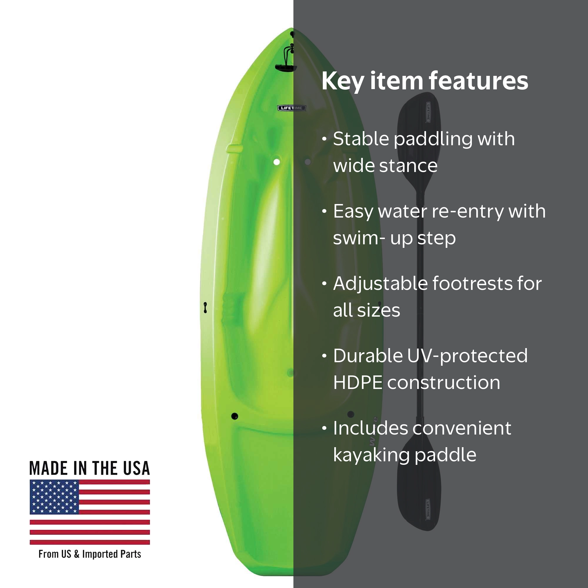 Lifetime Kids 6 ft Wave Kayak with Paddle, Green (90780) - Walmart.com