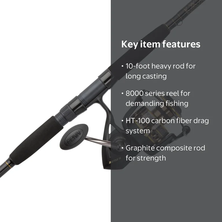 PENN, Battle¬Æ II Combo, 10' Heavy Fishing Rod, 8000 Size Reel