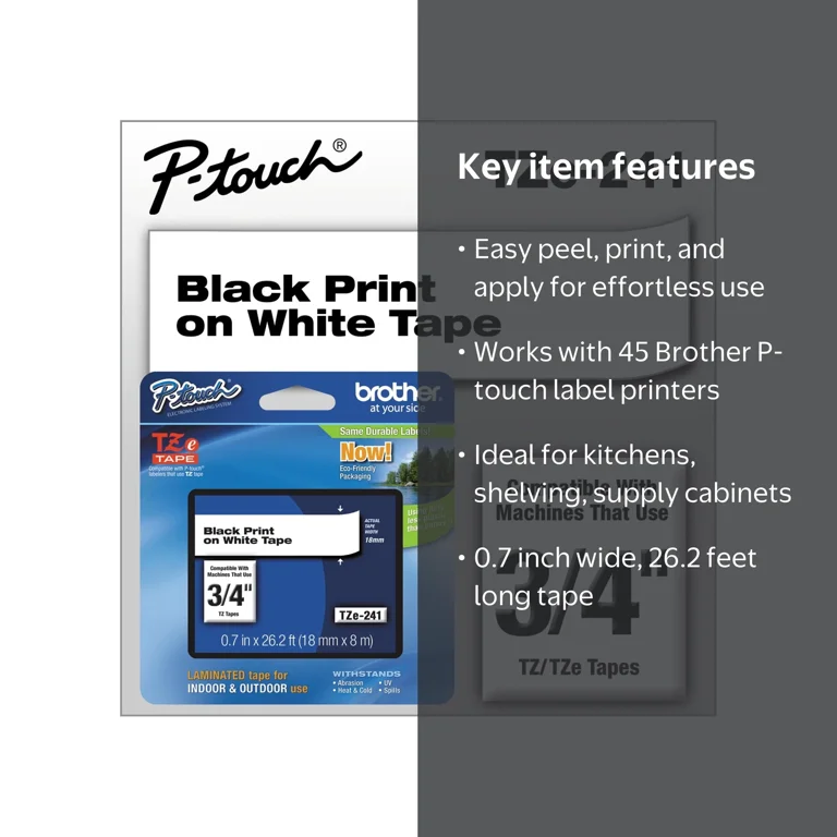 Brother Genuine P-Touch TZE-241 Tape, 3/4