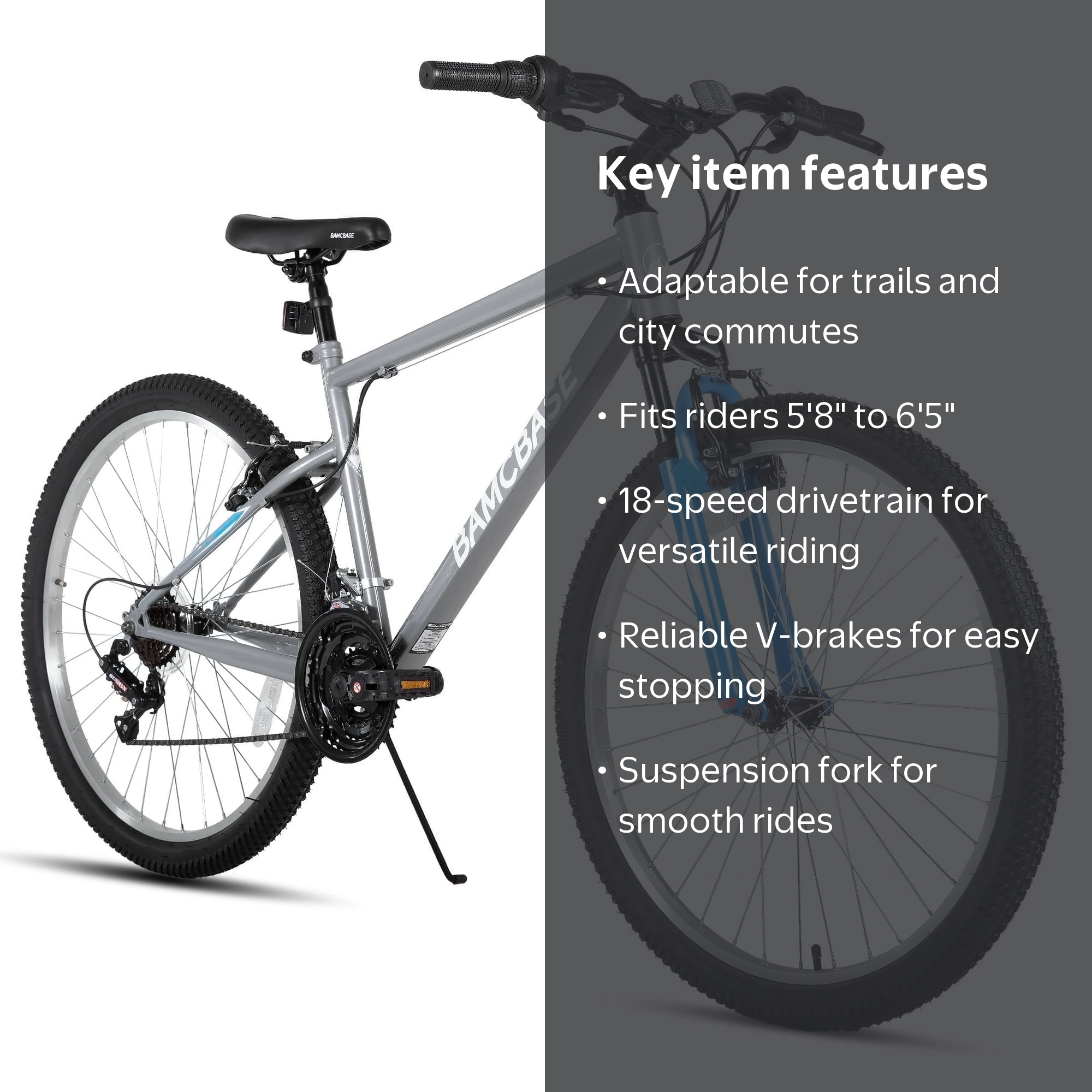 HILAND, 27 Inch Mountain Bike, Gray, 18 Speed MTB with Dual Disc