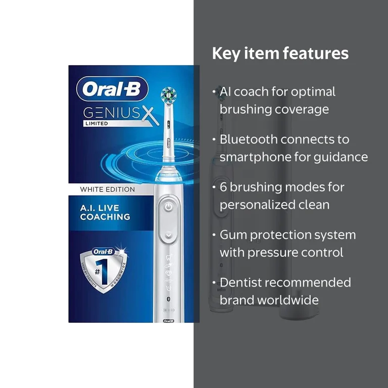 Oral-B Genius X Electric Toothbrush, Rechargeable, AI, Bluetooth