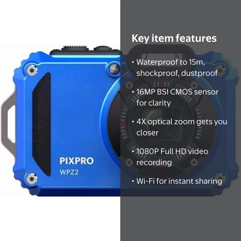 Kodak PIXPRO WPZ2 - 16.35 MP Waterproof Digital Camera - Wi-Fi, 4x