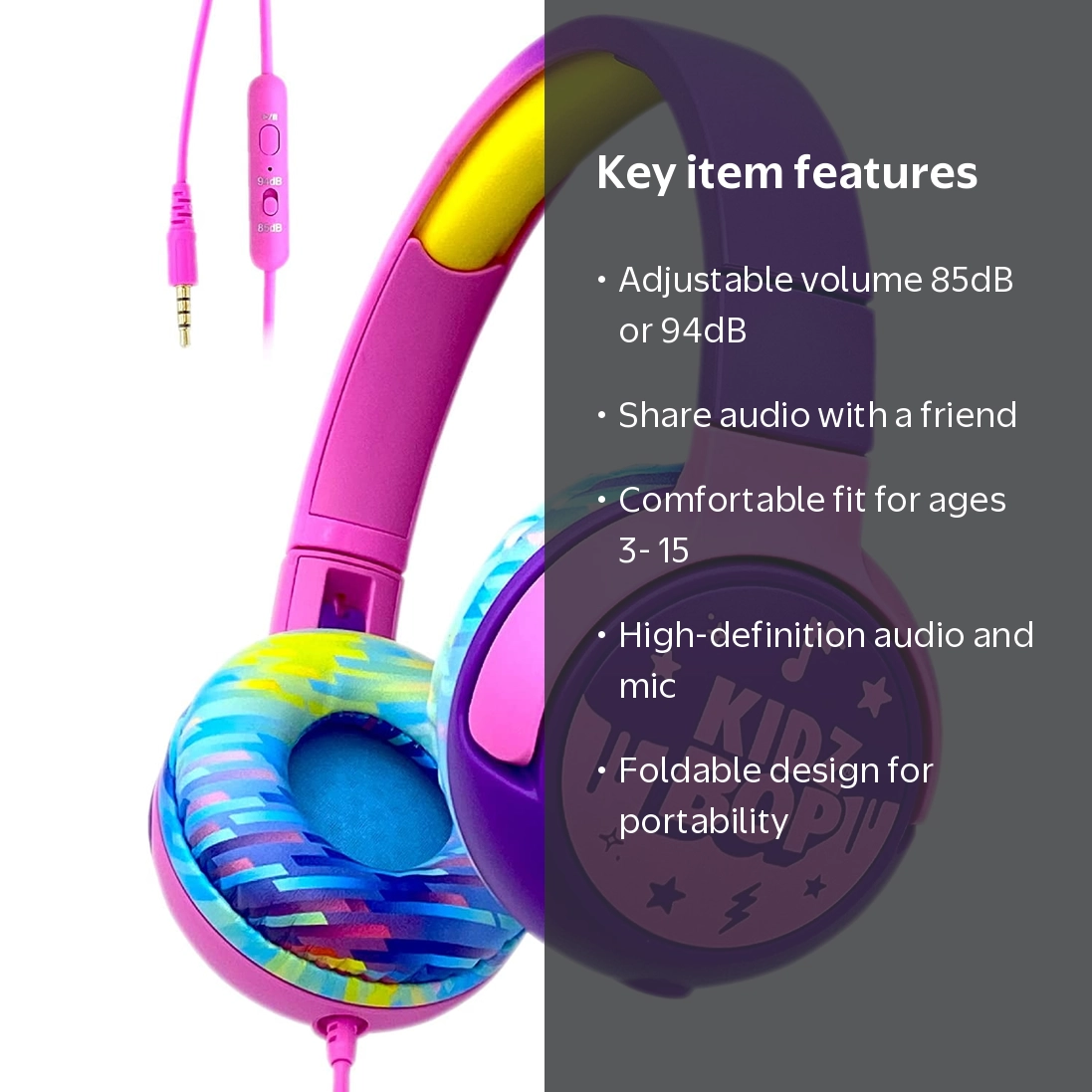 Free Shipping! Move2Play Kidz Bop Wired Headphones for Kids with