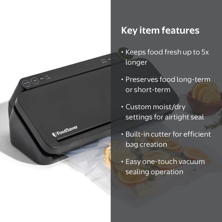 FoodSaver 2-in-1 Vacuum Sealer Machine Starter Kit, 60 Pre-Cut