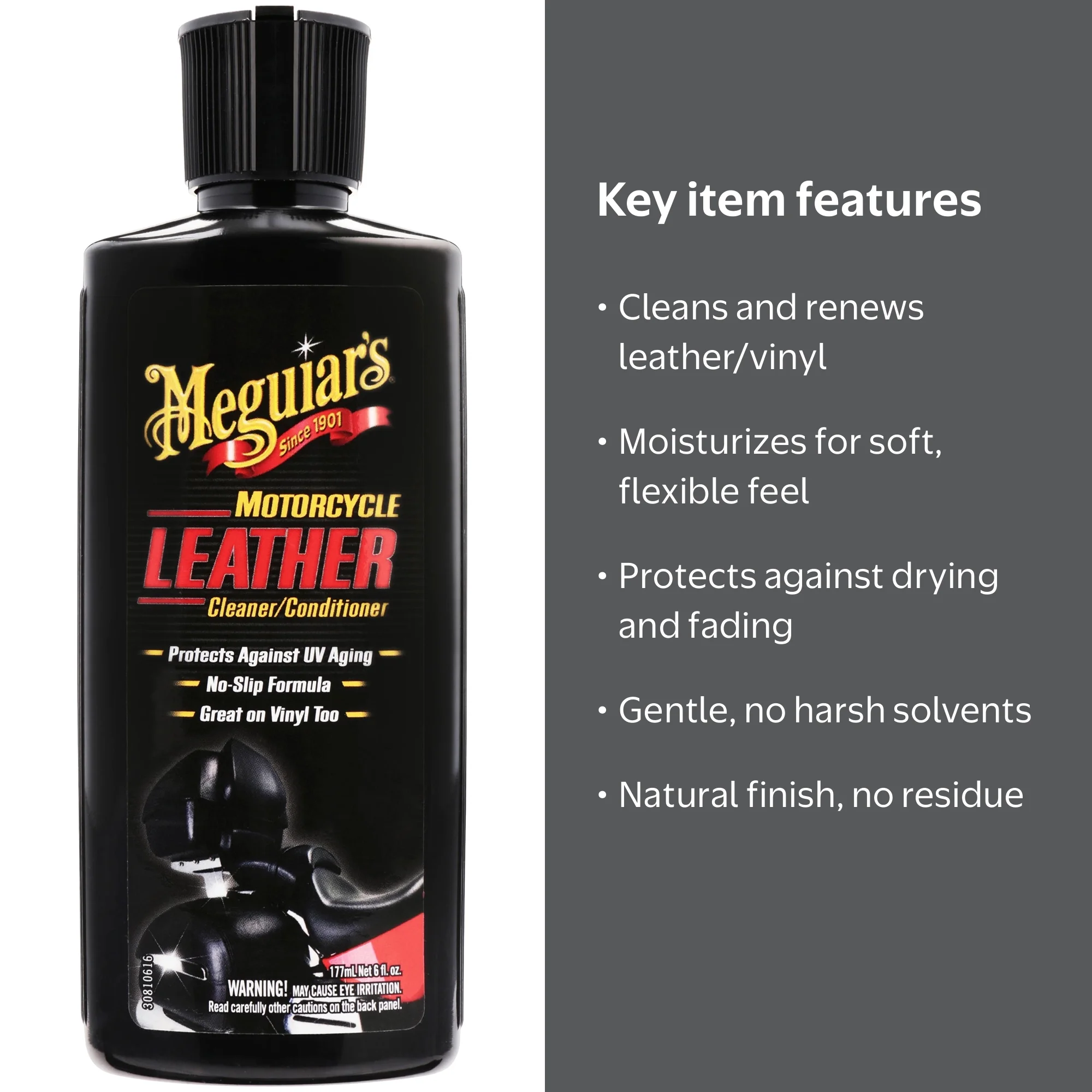 Meguiars MC20306 Motorcycle Leather Cleaner/Conditioner, 6 Fluid