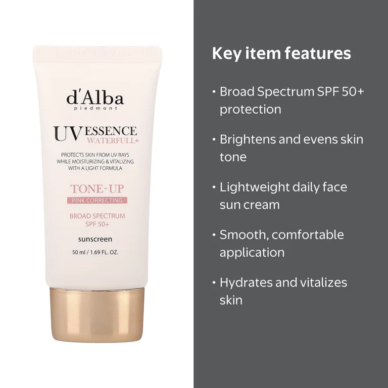 化粧下地 d'Alba UV ESSENCE WATERFULL+ COVER-UP d'Alba UV Essence Waterfull+ Sunscreen, Tone-Up Pink Correcting