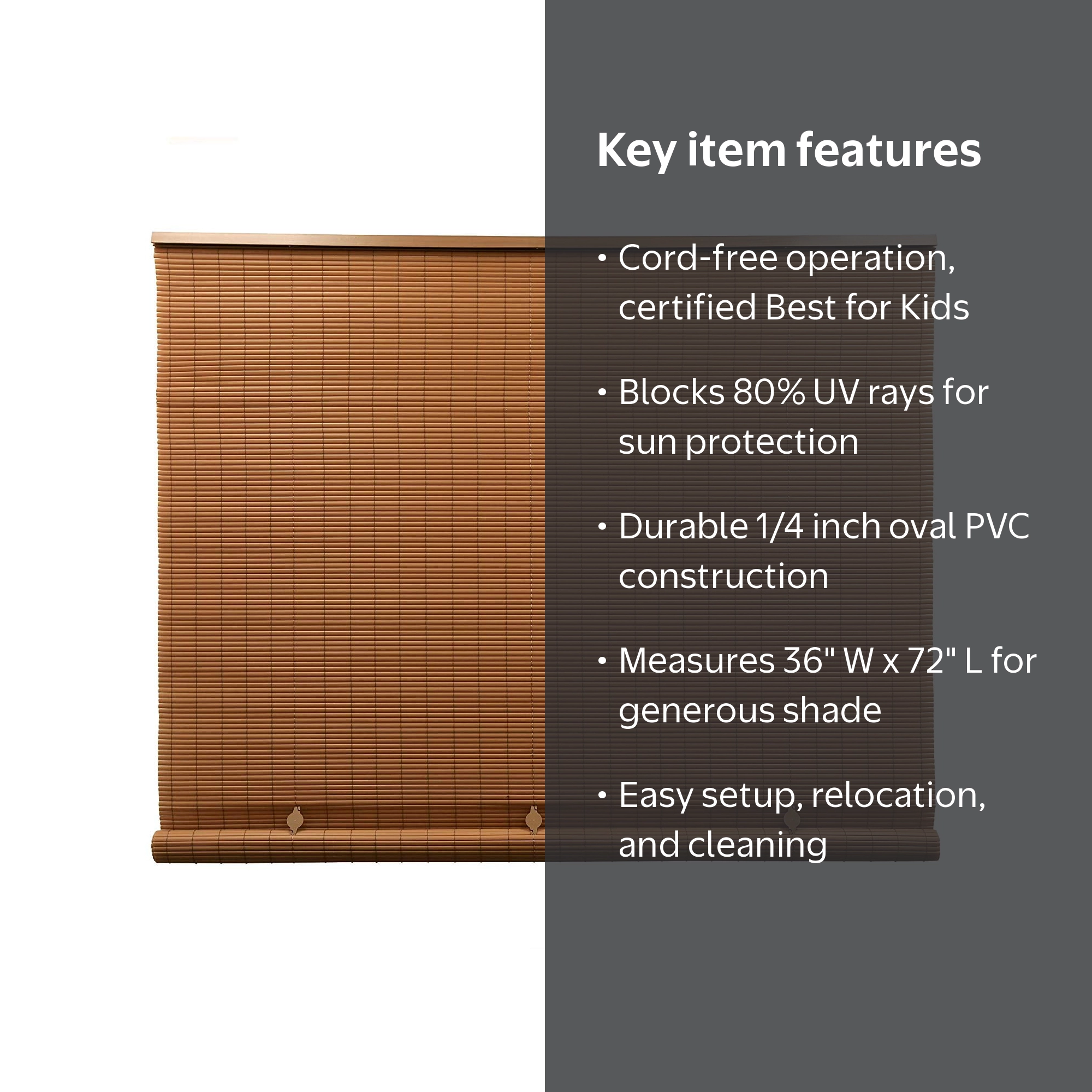 Lewis Hyman Cordless Bamboo Roll Up Window Shade, Exterior Outdoor