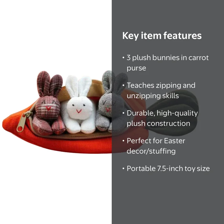 JeashCHAT Easter Hide-and-Seek Bunnies in Carrot Plush Toy