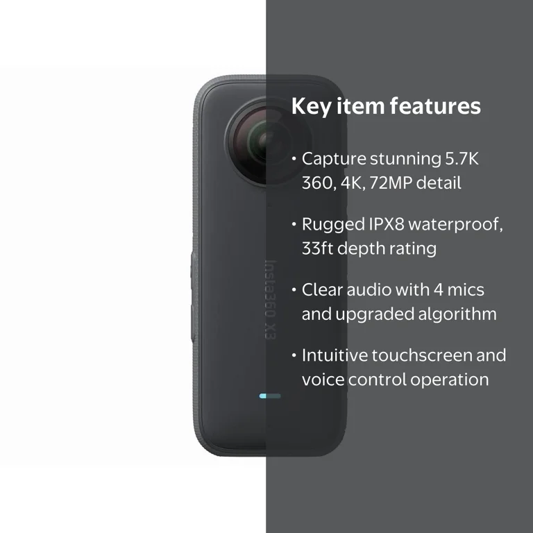 Insta360, Pocket 360 Action Camera CINSAAQ, 5.7K 360 Video