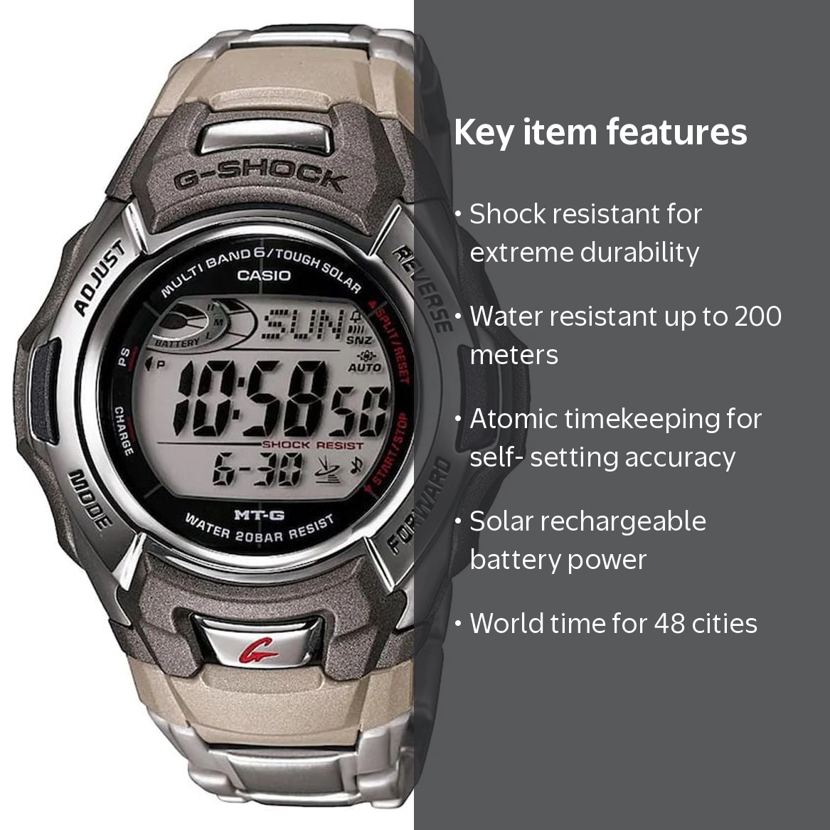 Casio Men's G-Shock Stainless Steel Tough Solar Atomic Digital