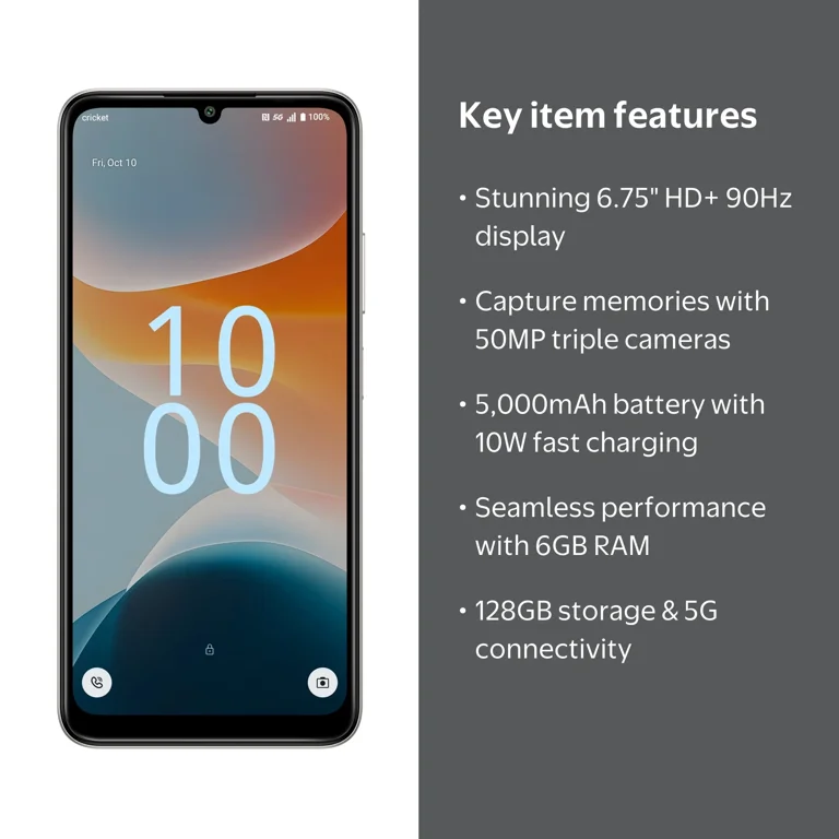 Cricket Wireless Icon Pro 2026 128GB, 6GB RAM (Prepaid), Pearl