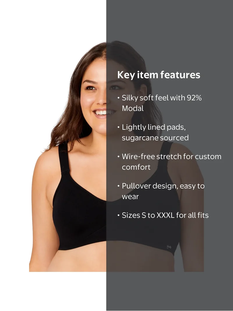 Kindly Yours Women's Comfort Modal Lounge Pullover Bra, Sizes S to