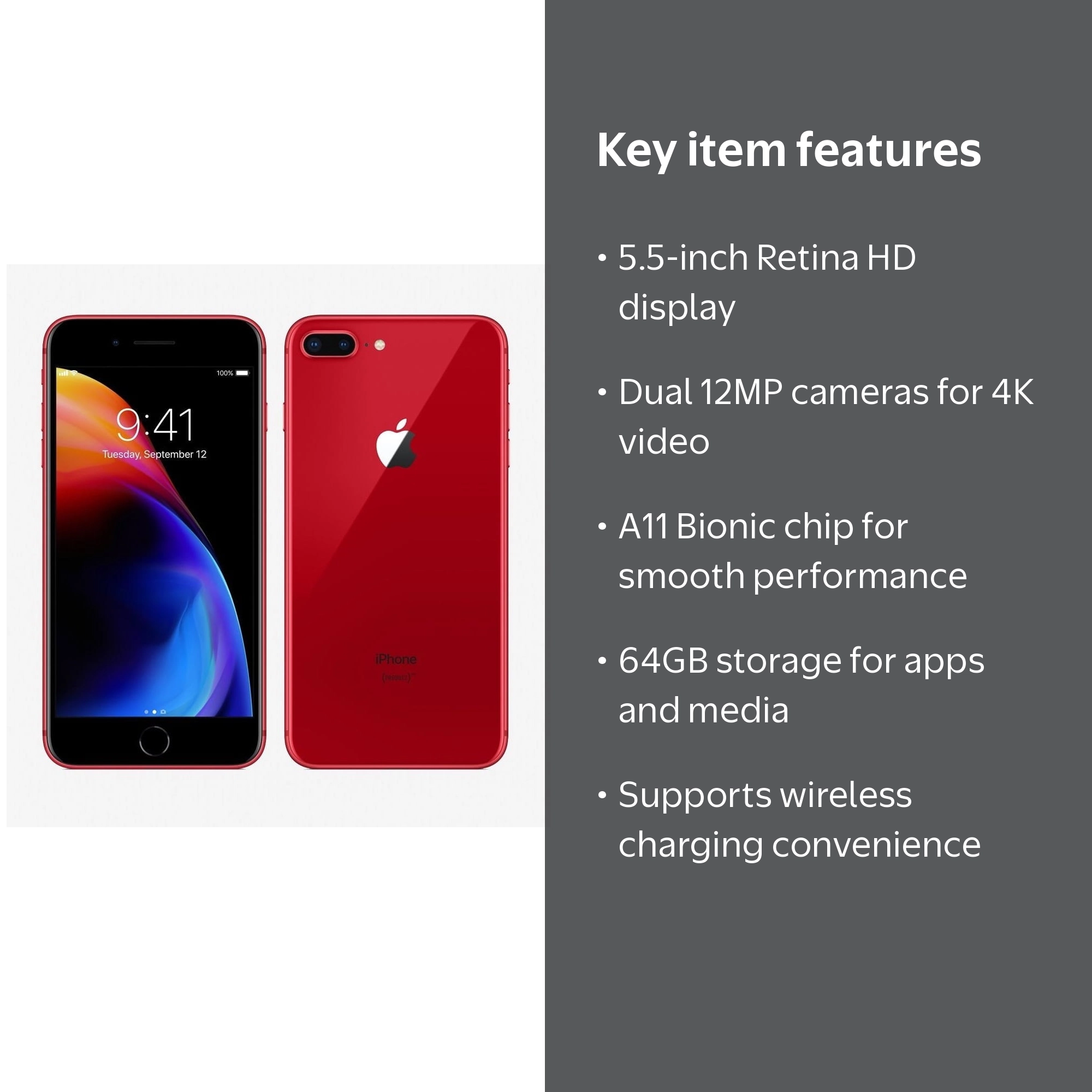 Boost Mobile Apple iPhone 8 Plus 64GB (Locked), Red, (Restored