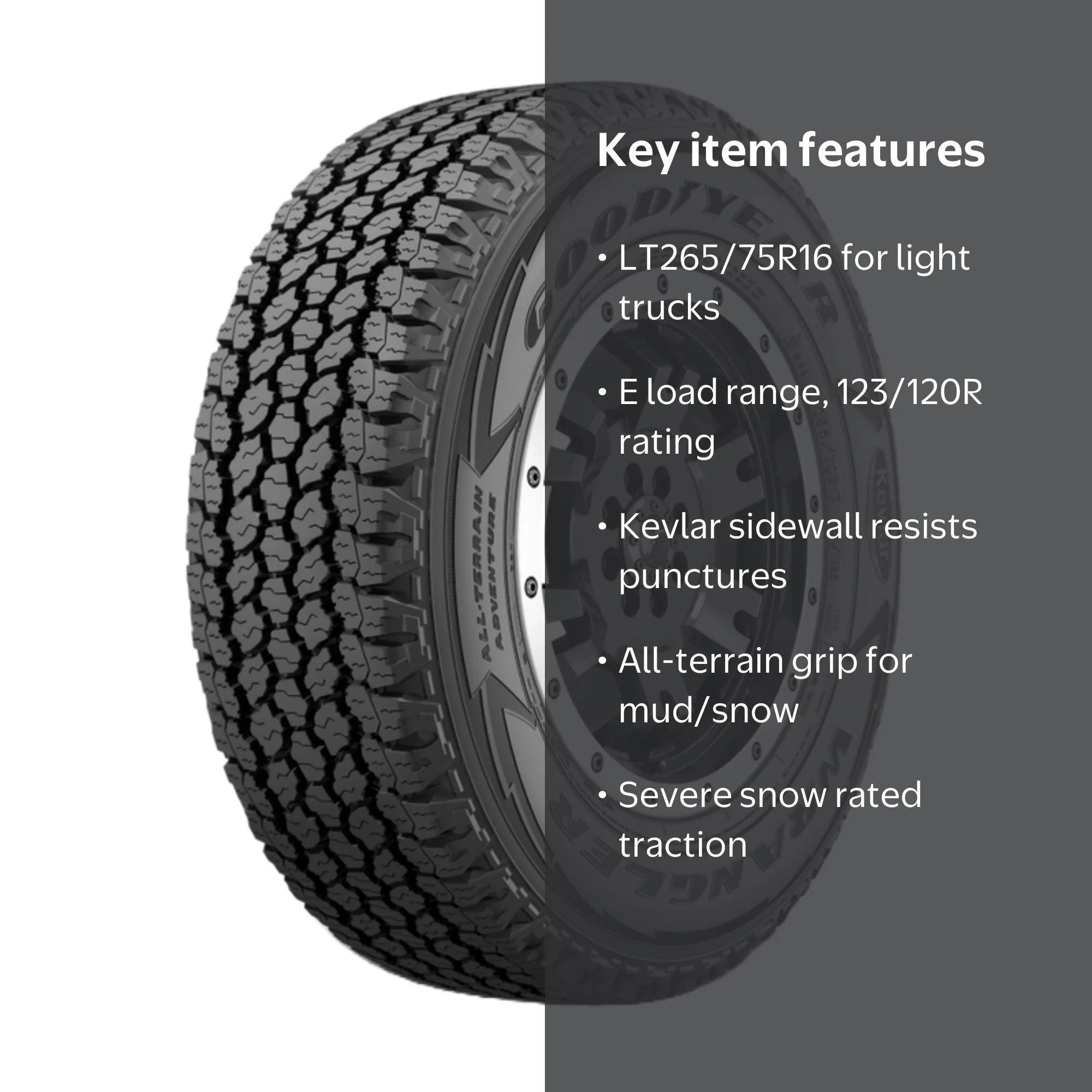 Goodyear, Wrangler All-Terrain Adventure with Kevlar, LT265/75R16