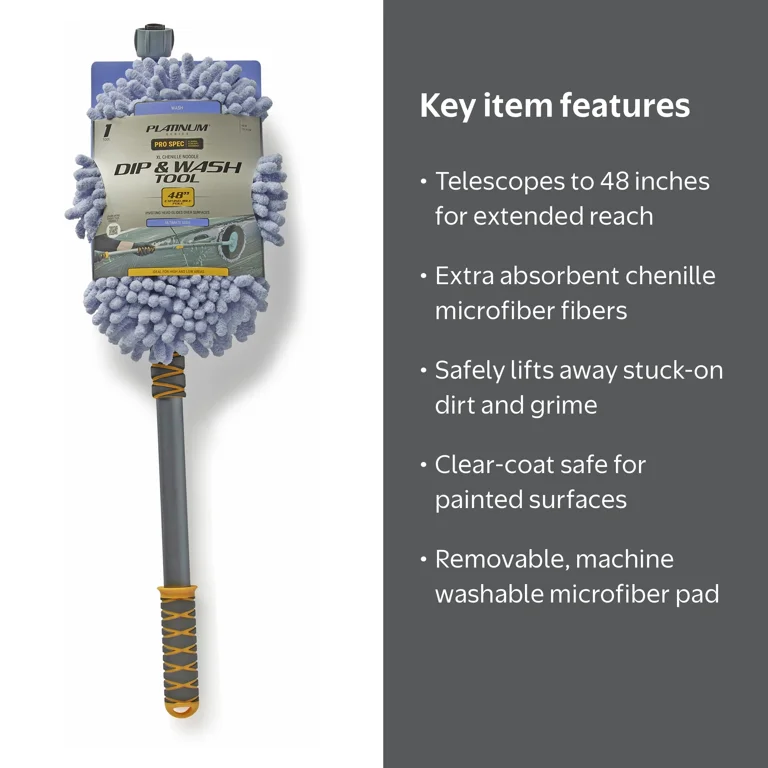 Platinum Series XL Microfiber Mop - Extends to 48 Inches for Car